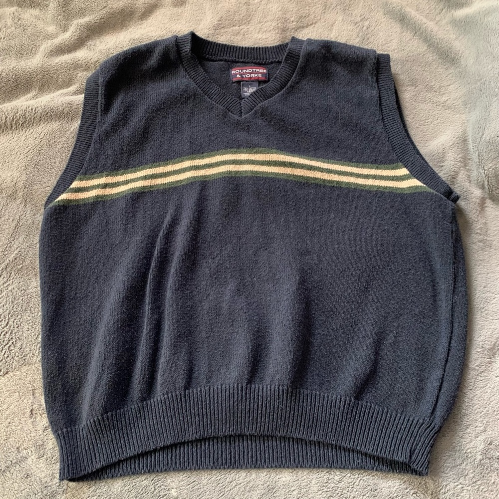 Roundtree & Yorke Black Sweater Vest with Yellow Stripes